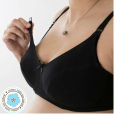 La Bebe ™ Lingerie Basic Bio Cotton Art.67354 Black Бюстгальтер для кормления с отстёгивающейся мягкой чашкой и стабильной поддержкой груди