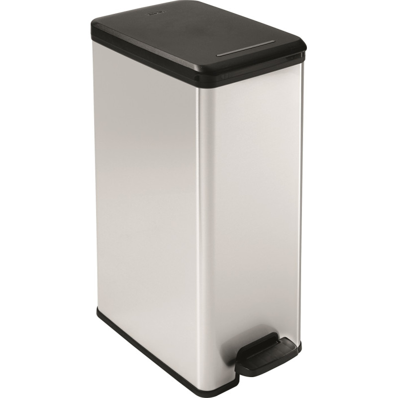 Curver Мусорное ведро с педалью металлизированное Slim Bin 40L silver