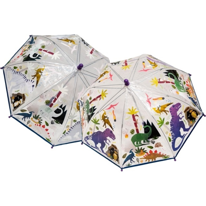 Floss & Rock Colour Changing Umbrella - Dinosaurs, transparent