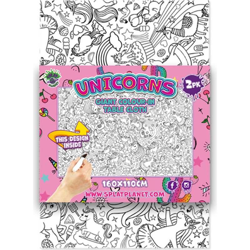 Splat Planet colour-in tablecloths, Unicorn, 2 pcs.