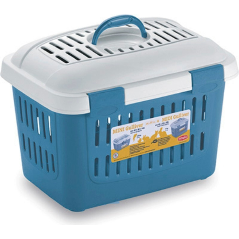 Stefanplast Транспортная клетка Midi Gulliver 45x33x33см белый/синий