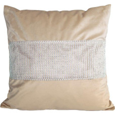 CUSHION COVER 40X40CM RHINESTONES P4040/CYR/BE VELVET BEIGE