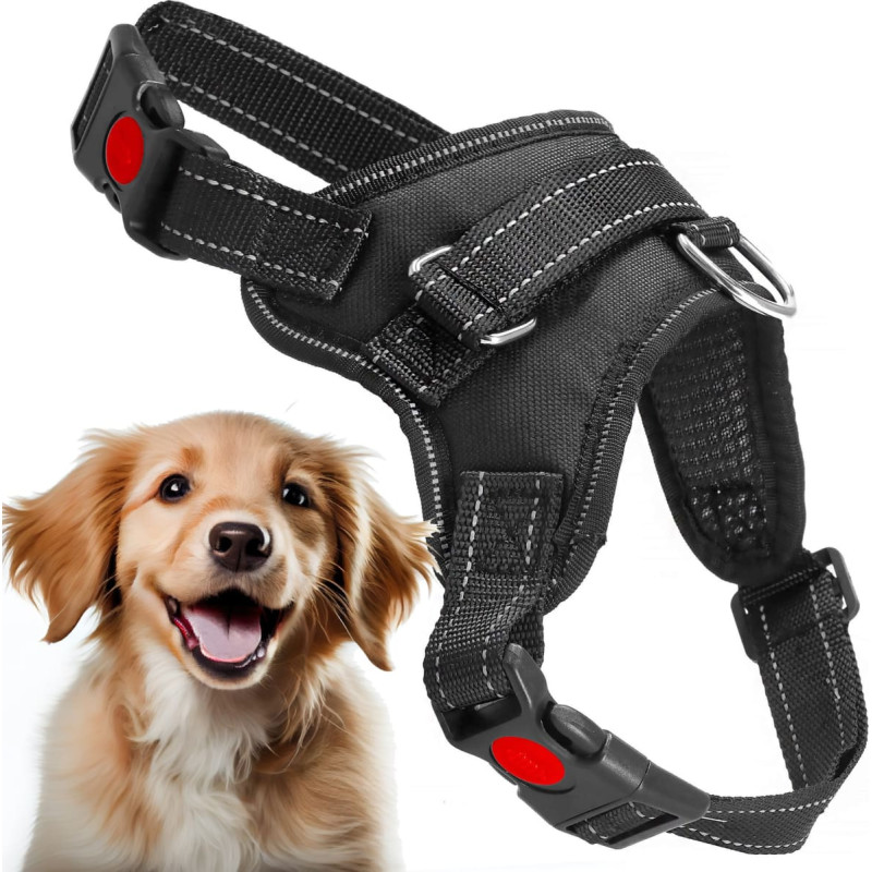 Springos Регулируемая шлейка для собаки Springos PA0304, размер M, 19-35 кг, бескомпрессионная, черная