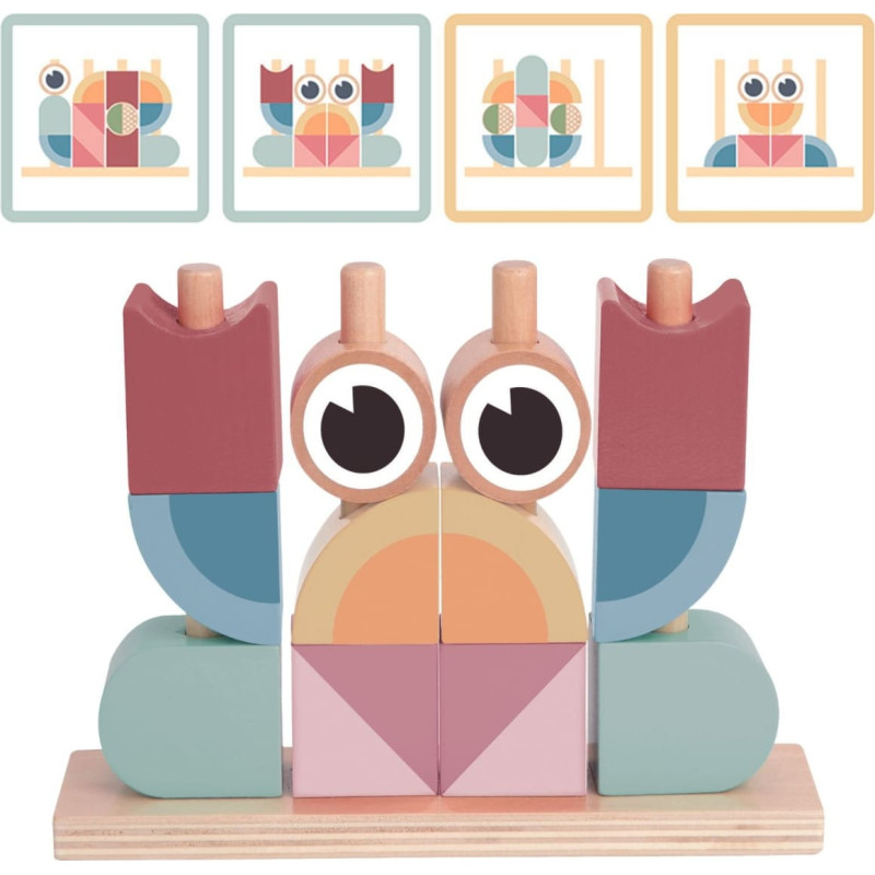 Tooky Toy Krab Układanka Drewniana Stosy Klocki Bloki Pastelowy