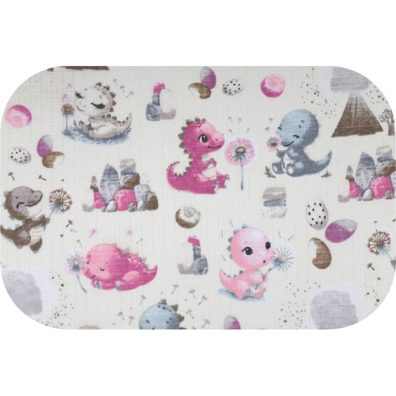 Ega Kids Diaper - 30015 - TETRA PRINT - EGA - DINO & WULKAN - PINK -  size 70x80 cm