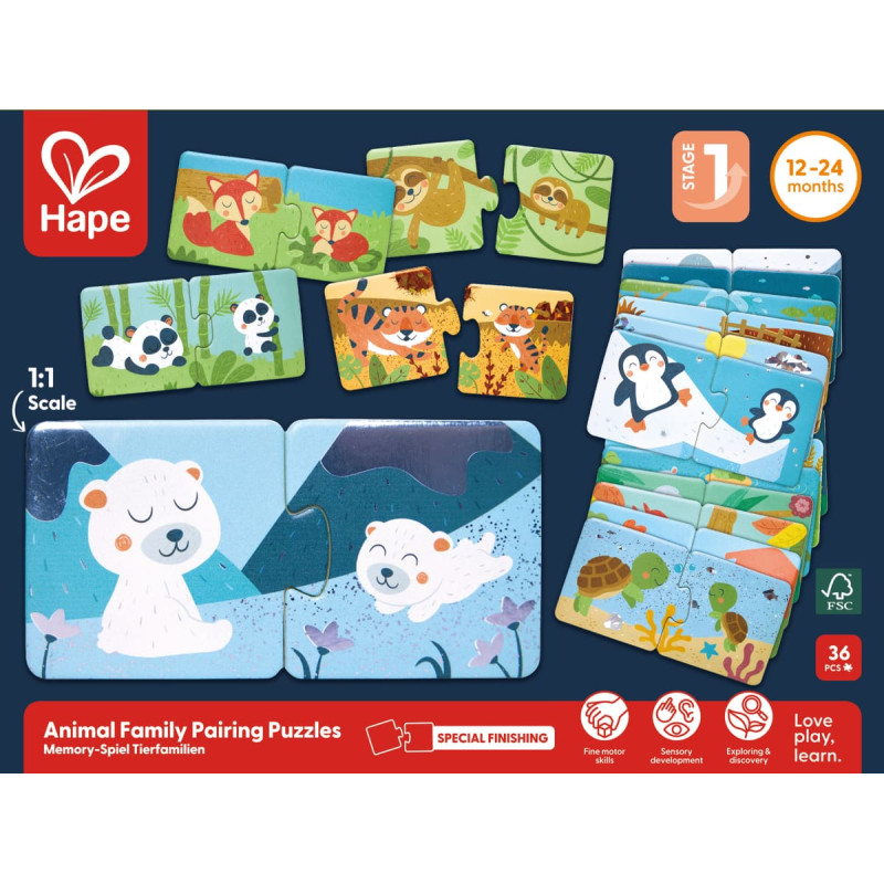 Hape пазл, животные и их семьи, E1664A