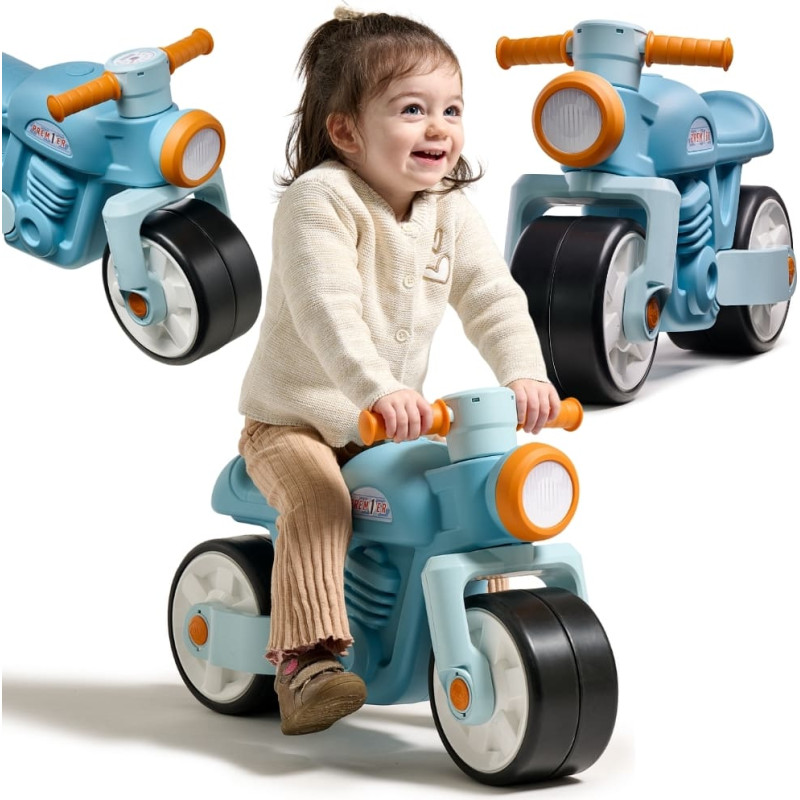Falk Толокар – беговел-мотоцикл Prem1er Retro с тихими колёсами, синий, от 1 года