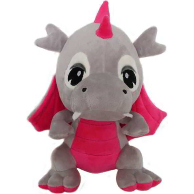 DINOZAUR SMOK PLUSZOWY SZARO RÓŻOWY