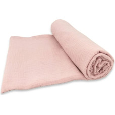 Miminu KIECZMERSKI Otulacz 120x120 MUŚLIN BAWEŁNIANY bawełna 100% pudrowy r&oacute;ż
