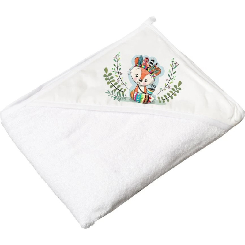 Tega hooded towel LITTLE FOX, 100x100 cm., White, DZ-008