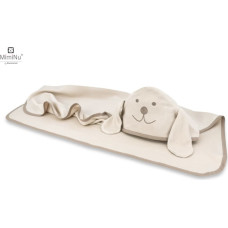 Miminu KIECZMERSKI Okrycie - ręcznik bambusowy 100x100 MIŚ z haftem i uszami beż