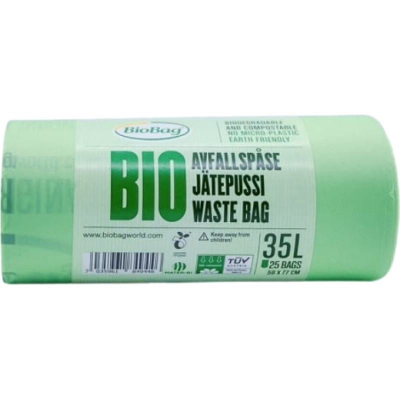 Biobag Компостируемые мусорные пакеты BioBag 35L Special (25 шт. в рулоне) 23мкр. 58х77см зелёные