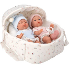 Arias twin dolls with a white carrycot, 26 cm