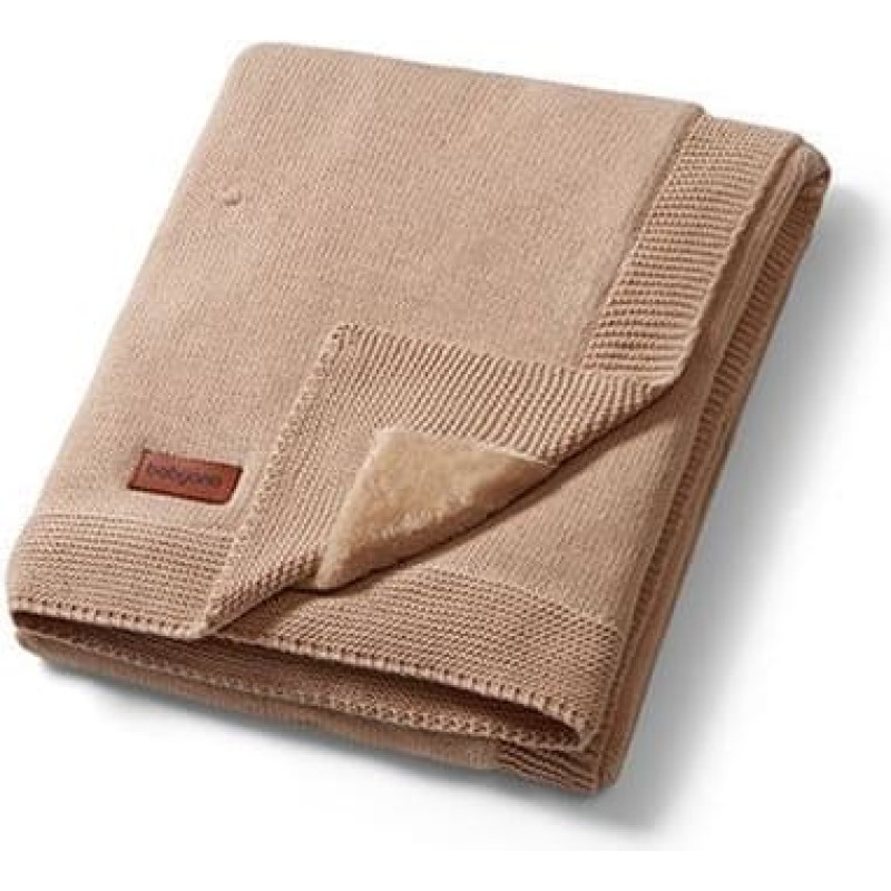 Babyono 1671/03 COTTON BLANKET WITH FLANNEL UNDERLAY DARK BEIGE