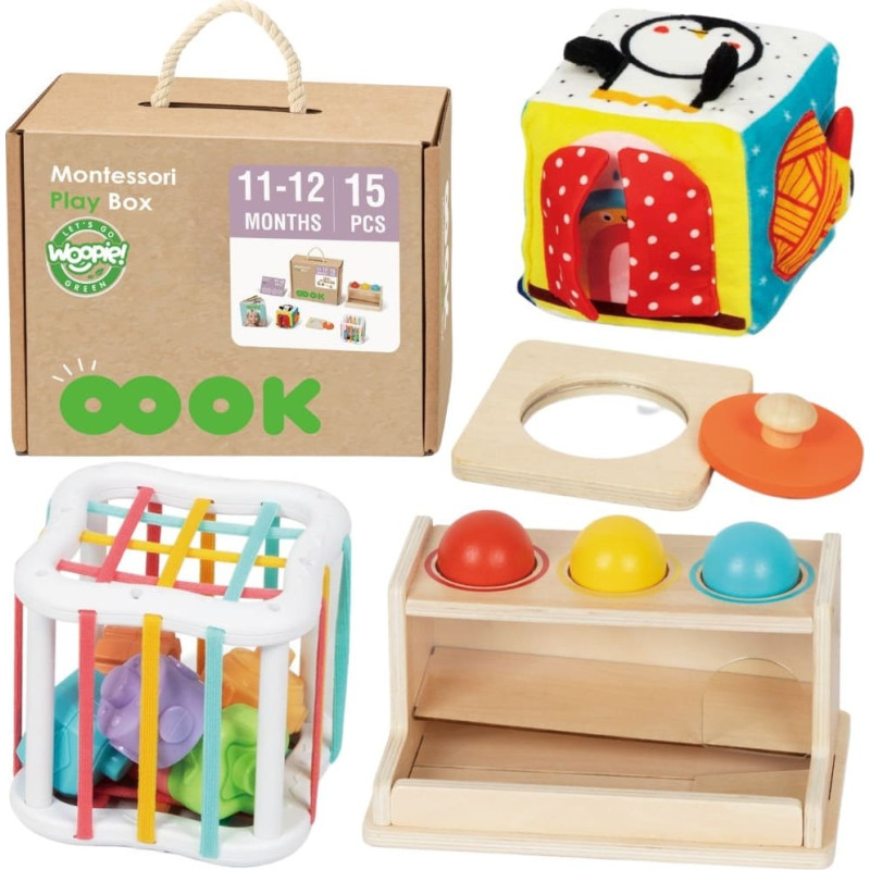 Woopie GREEN Pudełko Box 5w1 Montessori Edukacujny 11-12M FSC