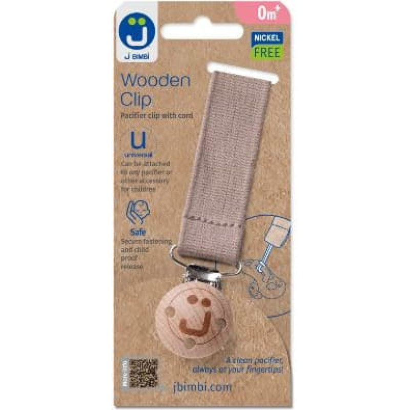 Pacifier with cord and wooden clip Eco brown