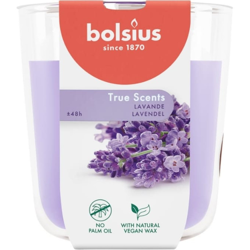 Bolsius Ароматизированная свеча в стеклянной баночке True Scents, диаметр 97 x 85 мм, лаванда.