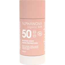 Alphanova Sun SPF50 органический тонирующий BB-стик для лица без отдушек, оттенок Nude, 17 мл