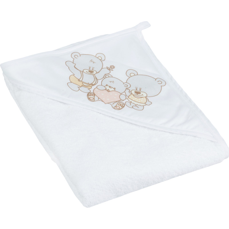 Tega Baby Dvielis ar kapuci BEAR white pearl 80x80 cm TegaBaby MS-014