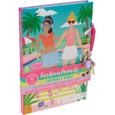 Floss & Rock Lockable Diary & Pen, Fashion Friends by the pool