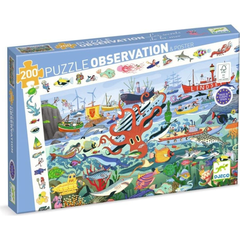 Djeco Наблюдательные головоломки &mdash; Секреты моря &mdash; 200 шт