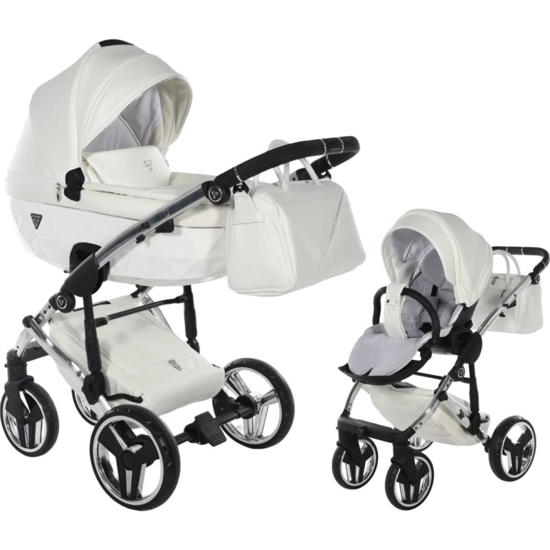 Junama Универсальная коляска 2 в 1 Fluo Line v3 indyvidual - 15 Белый/серебро (White/silver)