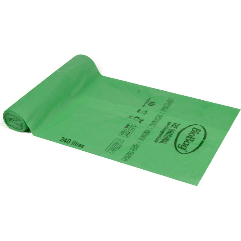 Biobag Компостируемые мусорные мешки BioBag 240 л (12 шт. в рулоне) 17 мкр. 87х150 см, зеленые.