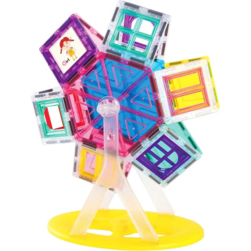 Picasso Tiles Magnetic Construction Set Ferris Wheel Set 63 pcs, PT01