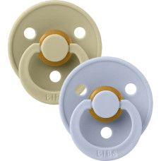 Bibs Colour Round Пустышки из натурального каучука Khaki/Dusty Blue 6-18m 2шт