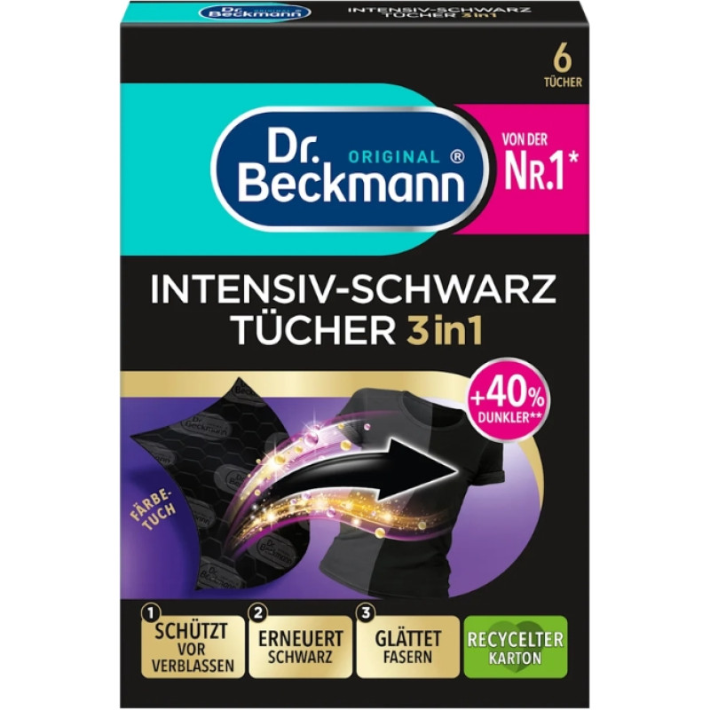 Dr.beckmann Салфетки регенерирующие цвета для черных и гладких волокон, 6 шт.