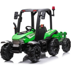 Bērnu elektriskais traktors ar piekabi un jumtiņu, zaļš