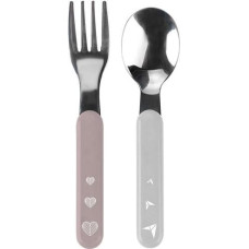 Babyono Stainless steel baby spoon and fork, purple, 1065/02