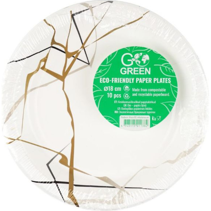 Gogreen Экологические бумажные тарелки Marble Go Green Ø18см 10 шт./ 0,07кг