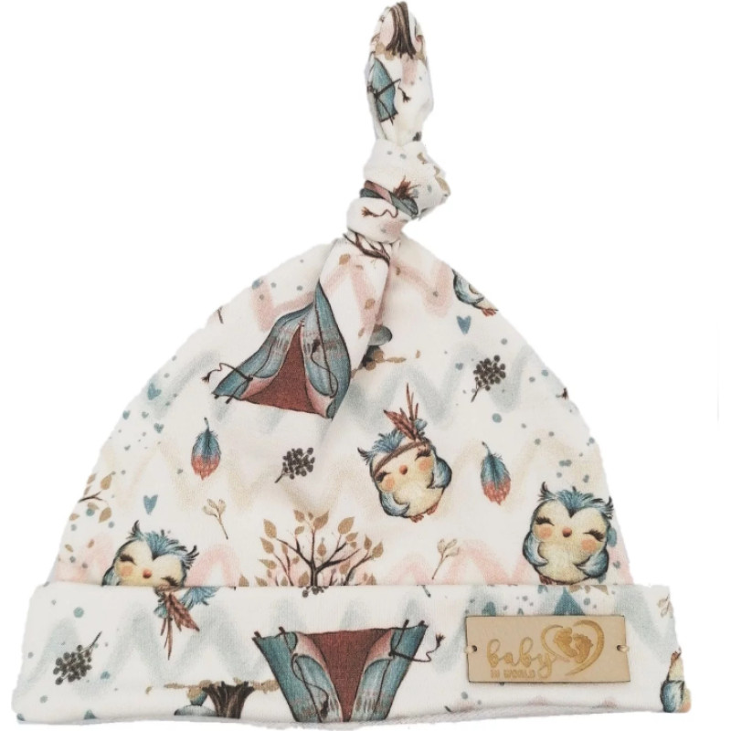 Baby In World BABY 01092 Czapka niemowlęca Smerfetka Sowa 3-6m