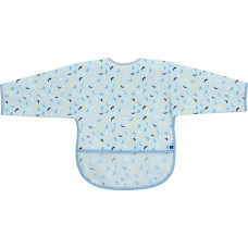 EVA long sleeve bib with crumb catcher Arty Blue Pattern