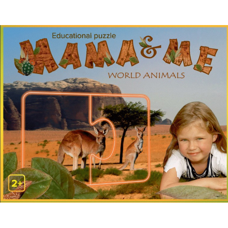 PIO Educational puzzle Mama & me, World animals , 2+