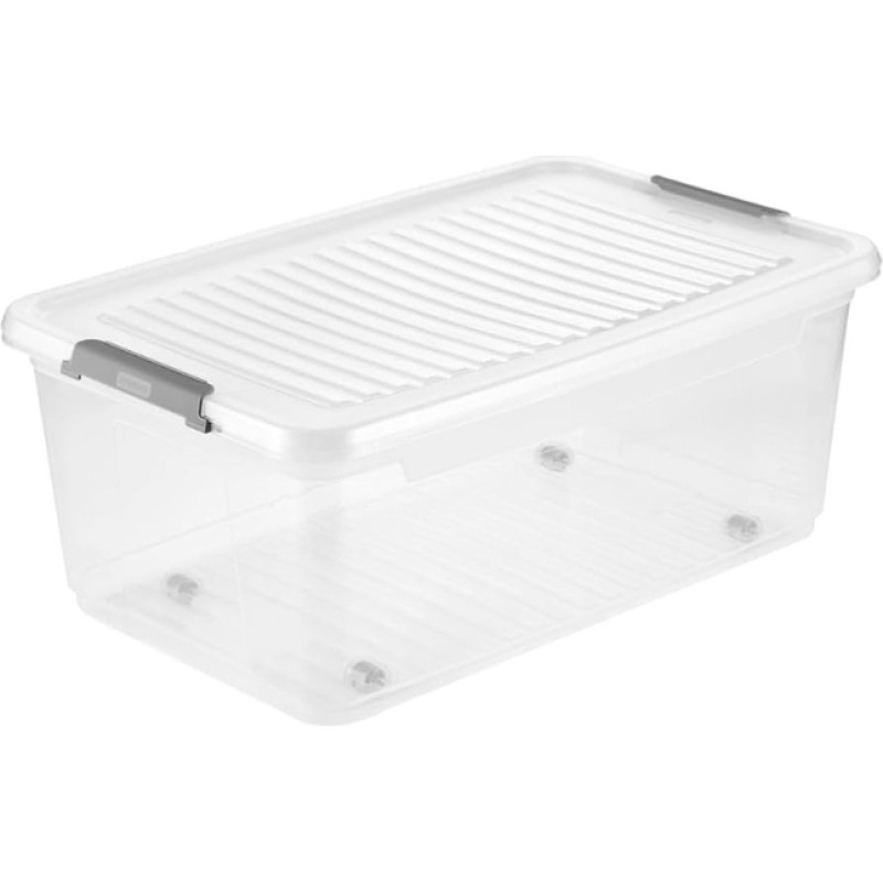Keeeper Ящик с крышкой на колесах клипбокс Leo 59x38x24см 37л прозрачный