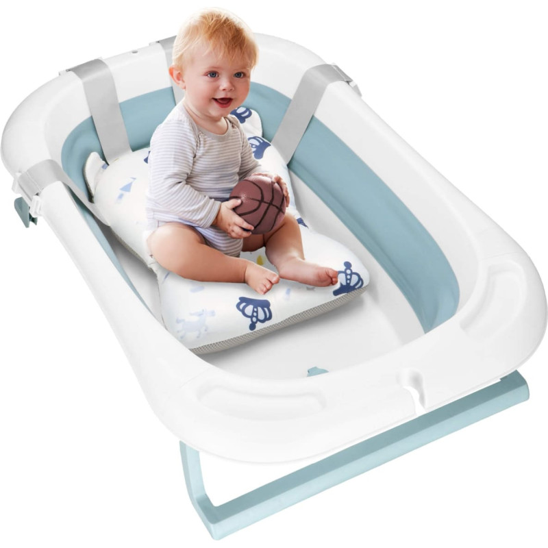 Springos Детская ванночка Springos SB0063, складная, 35 л, с термометром и подушкой, бело-голубая