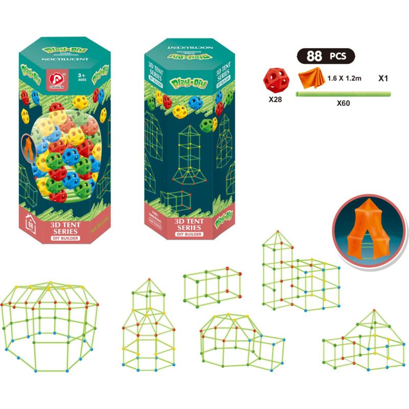 KLOCKI RURKI NAMIOT FOSFORYZUJĄCE 88 ELE