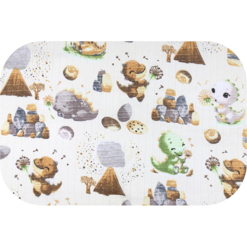Ega Kids Diaper - 30077 - TETRA PRINT - EGA - DINO & WULKAN - GREEN / ECRU -  size 70x80 cm