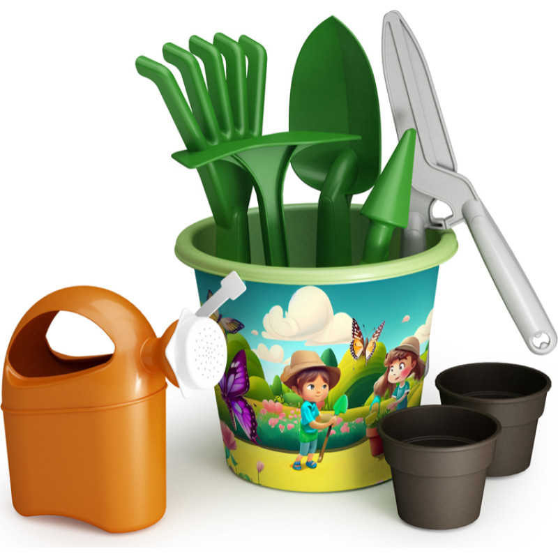 Ведро с садовыми инструментами, 18 см