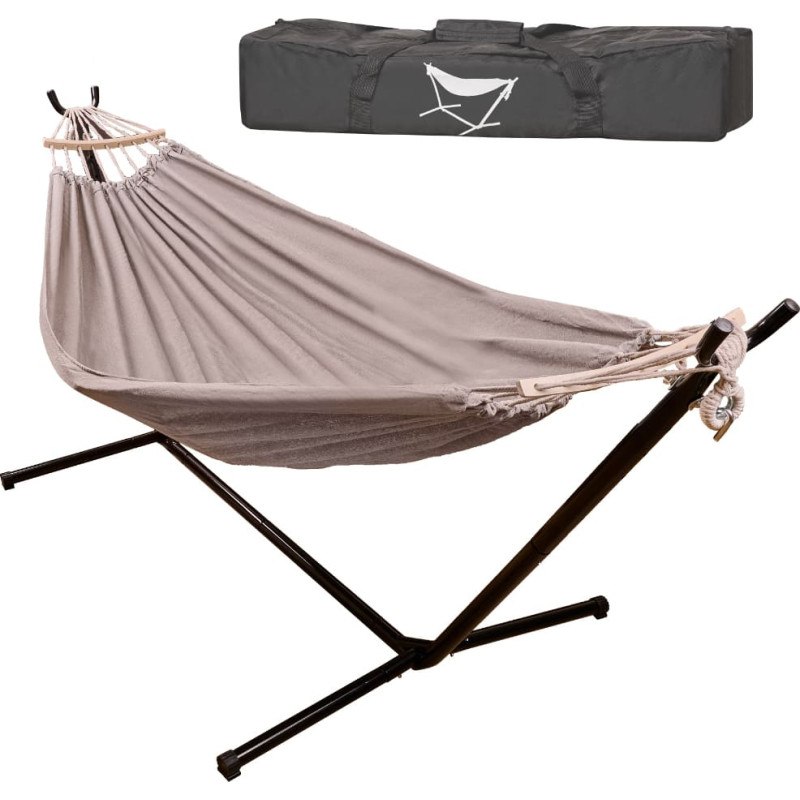 Садовый гамак с каркасом — двухместные качели с прочной и большой стойкой, в комплекте с чехлом