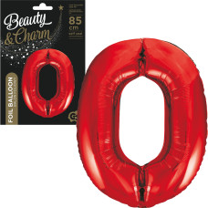 BALON FOLIOWY CYFRA 0 CZERWONA