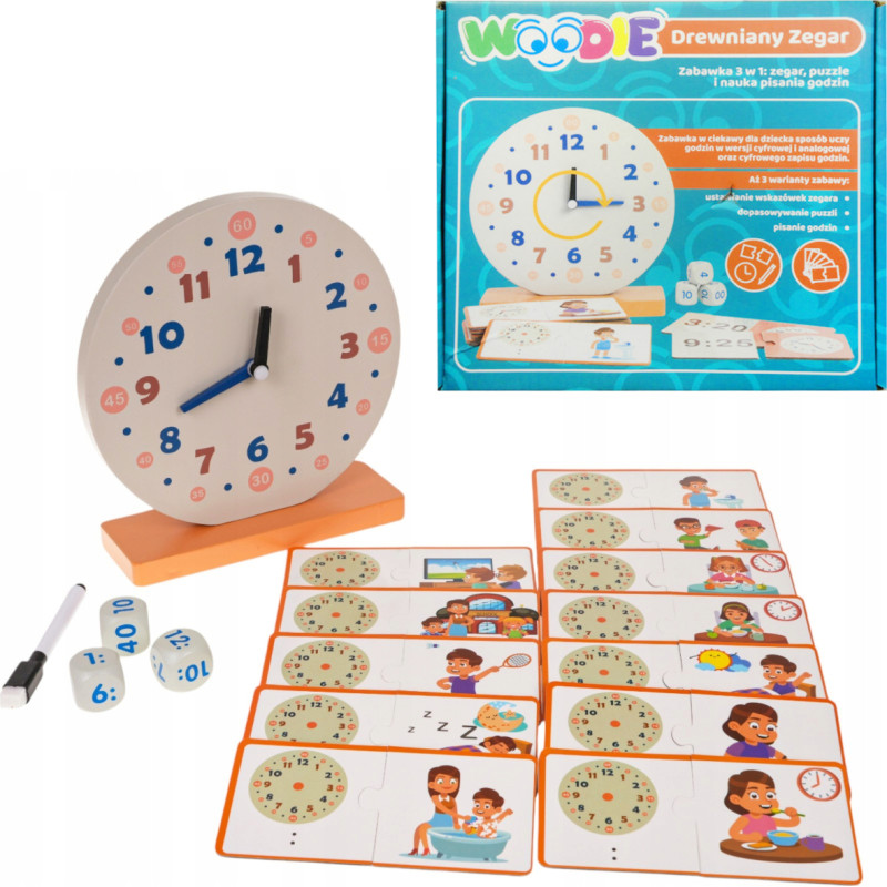 DREWNIANY ZEGAR 3w1