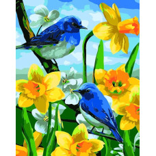 Flamingo Line Painting by the numbers - 45971 - BLUE BIRDS - size 40x50 cm