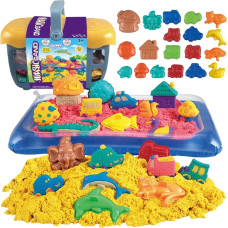 Woopie Piasek Kinetyczny 0,8 kg Zestaw w Koszyku z Foremkami + Basen