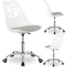 Springos Детский стул для письменного стола, регулируемый вращающийся стул с колесиками для обучения детей, Springos HF0040 белый