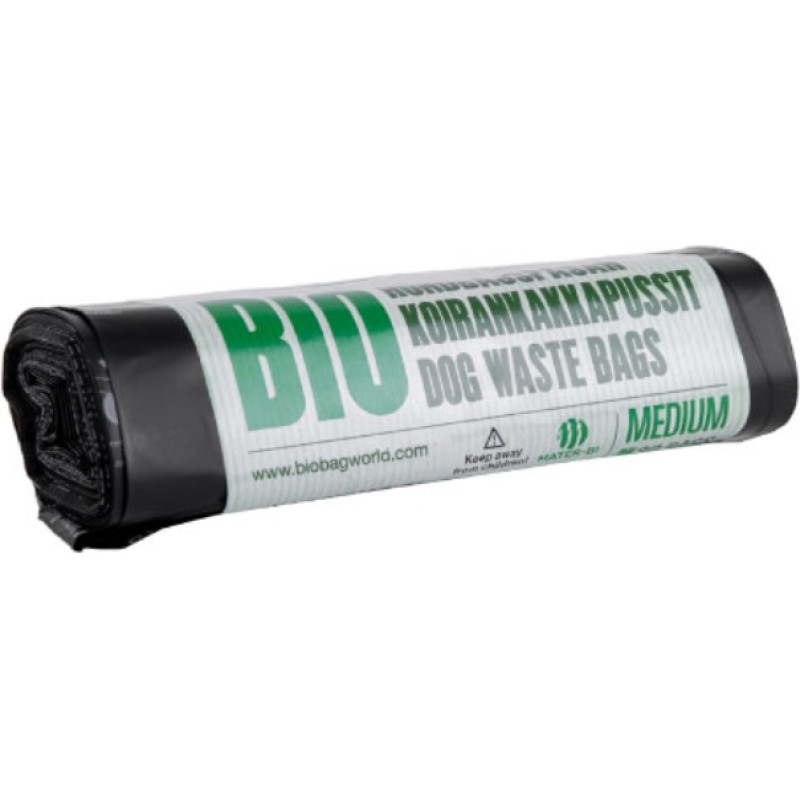 Biobag Пакеты для собачьих экскрементов компостируемые BioBag Dog Medium (30 шт. в рулоне) 20 мкр. 20x35 см, черные