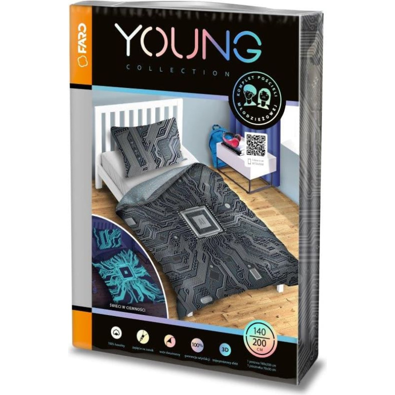 POŚCIEL KPL. MŁODZIEŻOWA 033 AI FLUO 140X200+70X80 BAW.MŁ.