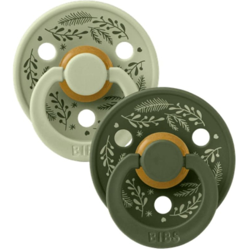 Bibs Holiday &ndash; Colour Round круглые пустышки Sage / Hunter Green 6-18м 2шт
